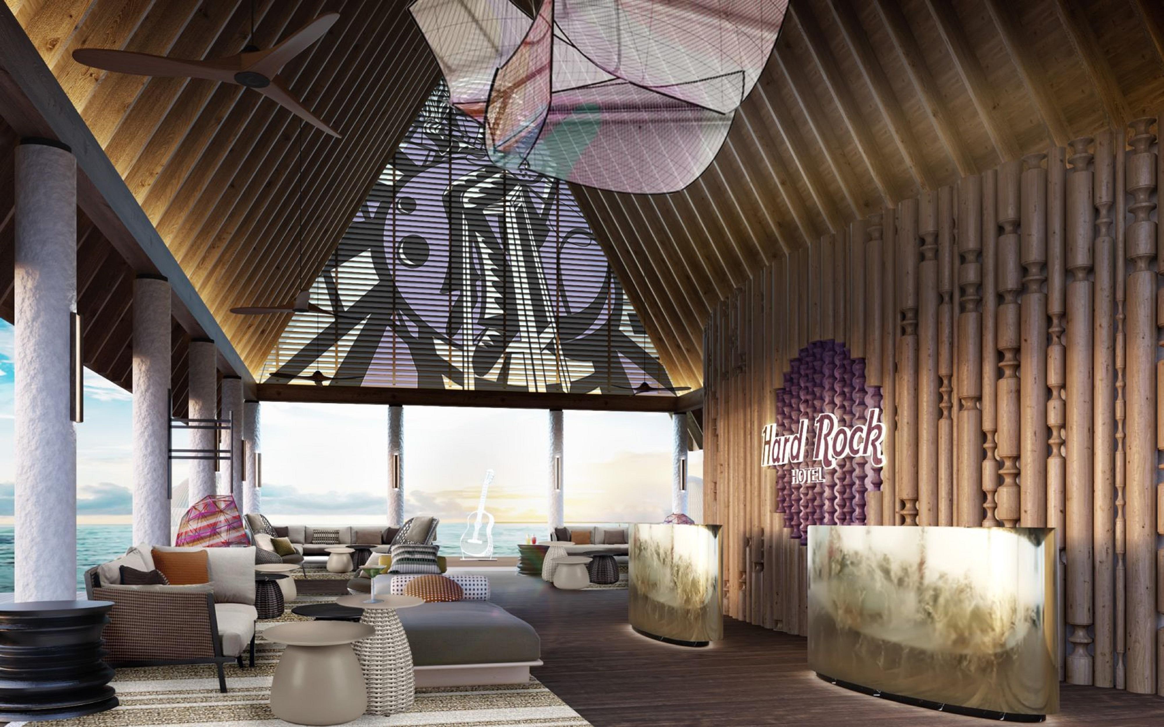 فندق هارد روك مالديفز Emboodhoo Lagoon المظهر الخارجي الصورة The lobby of the hotel